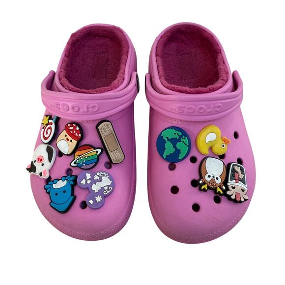 Pink Crocs Classic Lined Size C13 Clogs Squishmallow Jibbitz - Picture 1 of 9